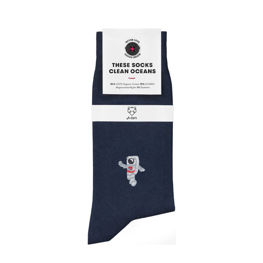 Blaue Socken mit Astronaut Stick
