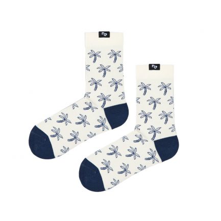 Weiße Socken mit blauen Palmen Motiv